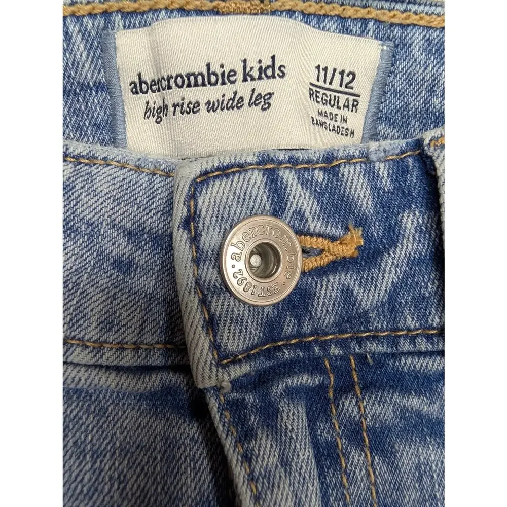 Abercrombie Kids Girls Bottoms, Light Wash High Rise Wide Leg Jeans, Sz 11/12R